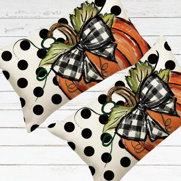 Pumpkin Decorative Pillow Covers Set Thanksgiving Farmhouse Cottage Fall Decor - Picture 1 of 5